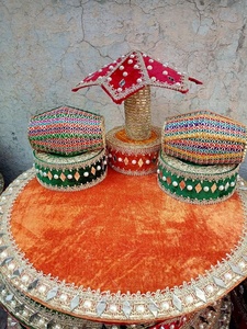 Thali décoratif fait à la main 2025 avec bols Thali Punjabi mariage Style Mehndi panier/assiettes OEM entretenu Mehndi Thaal - Product Image 5