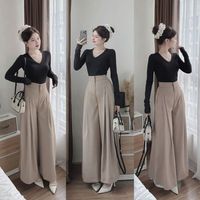Ensemble Moderne Femme : Chemise à Manches Longues et Pantalon en Soie – Style Élégant Parfait pour le Travail ou les Sorties Décontractées, Polyvalent et Chic