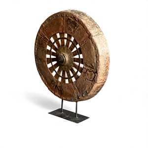 Handmade Rustic Wheel Sculpture in Brass Wood Aluminium for <b>Wall</b> Decor <b>Dining</b> Room Office Living Room Artistic Home Decoration - Product Image 1