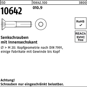 สกรูหัวจมหกเหลี่ยม ISO 10642 M16 X 55 เกรด 10.9 แพ็ค 50 ชิ้น - Product Image 1
