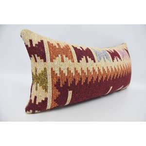 Almohada de lana Kilim geométrica Vintage roja 12x24 pulgadas patrón Floral y de hojas de lujo cojín decorativo tejido 18x18 tamaño - Product Image 3