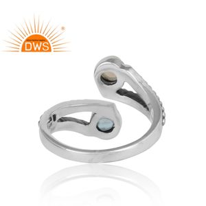 แหวนพลอยโอปอลปรับได้สีเงินธรรมชาติสีฟ้าบุษราคัมและโอปอลเอธิโอเปียน - Product Image 5