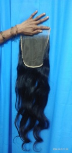 6X6 Cierre de encaje transparente Cutícula virgen cruda Alineada Cabello humano indio Top Remy Cabello trenzado ondulado rizado - Product Image 6