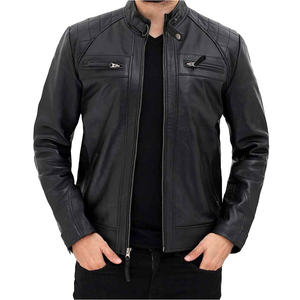 Veste en cuir véritable pour homme, coupe classique, haute qualité, dernière mode, veste en cuir et toile tendance, prix raisonnable. - Product Image 1