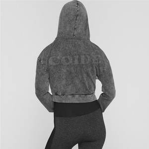 2025 Otoño Invierno ropa mujer suave Crop Top sudaderas con capucha de manga larga Casual algodón personalizado Crop Top sudaderas con capucha - Product Image 3