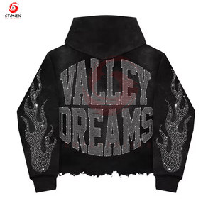 Streetstyle Sweat à capuche homme personnalisé imprimé et brodé avec strass Style Y2K coton de haute qualité OEM - Product Image 6