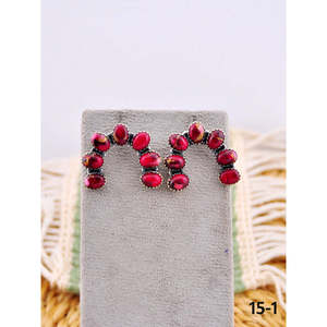 Southwest-Style Rose Dahlia & Garnet Bezel-Set Earrings with Sterling <b>Silver</b> <b>Studs</b> - Product Image 2