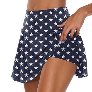 Short de sport respirant pour femme, jupe-short de yoga et de fitness, idéal pour le golf, avec motif étoiles et logo frontal, séchage rapide, écologique - Product Image 5