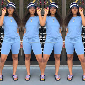 Summer Outfits Women <b>t</b> <b>Shirt</b> and Short Sets Summer 2 Two Piece Short Set Women Blank Biker Shorts Sets Custom Shorts for Women - Product Image 5