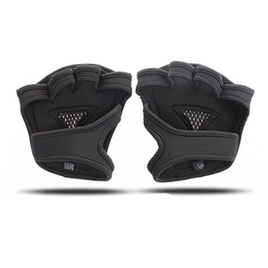 Fingerless Leather Neoprene Padded <b>Weight</b> Lifting Gym Gloves Unisex - Product Image 2