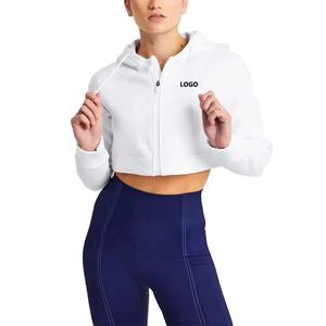 Women Cropped Zipper <b>Hoodie</b> Premium Quality Fabric 100% Cotton OEM Service ODM Design <b>Trendy</b> <b>Hoodie</b> Embroidery Logo Design - Product Image 6