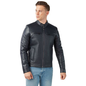 Veste en cuir de mouton 100% pour homme, nouvelle conception, col montant, style professionnel, manches longues, hiver, devant, vente chaude - Product Image 3