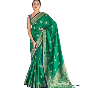 Fashion baru India sutra Saree India siap untuk memakai Saree pesta pernikahan memakai koleksi 2023 grosir pemasok India