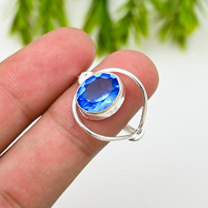 Bague ovale en argent sterling plaqué, créée par Ruby Lab, 10x14mm, bijoux de fête, design élégant et luxueux - Product Image 5