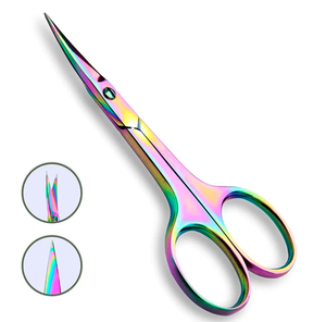 Tijeras para uñas con hoja curva recubierta de Titanio, precio al por mayor, tijeras para cutículas de acero inoxidable para manicura, tijeras de belleza para hombres - Product Image 1