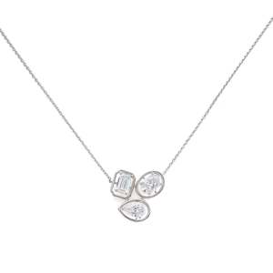 Collier camée en diamant Aurora de 2,84 carats d'inspiration vintage pour femmes en or blanc 14 carats, bijoux de laboratoire - Product Image 2