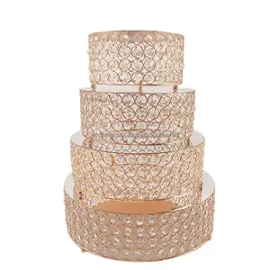 Set dudukan kue kristal kuningan dekorasi pernikahan pesta ulang tahun kustom bentuk bulat perak dudukan kue 2023