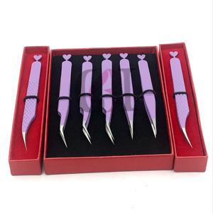 Isolement professionnel poudre violet clair revêtement coeur droit conception Extension de cils pince à épiler outils de beauté en acier inoxydable - Product Image 2
