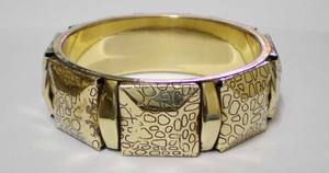 Pebble Texture <b>Gold</b> <b>Bangle</b> Multi Panel Copper Jewelry Geometric Design Bracelet Stone Pattern Wristband Modern Fashion <b>Bangle</b> - Product Image 4