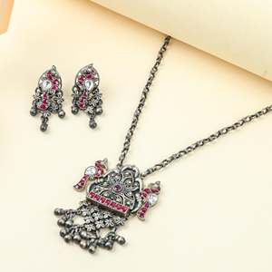 Collier et boucles d'oreilles Anokhi pour femme en argent sterling 925, motif oiseau Tabeej, serti clos, pierre principale en zircon, 9 cm - Product Image 5