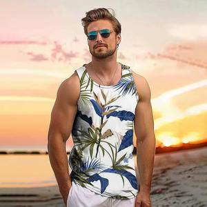 Chaleco de hombre con estampado de playa Hawaiana de verano cómodo transpirable para deportes diarios Fitness Top Street Fashion Tank Top - Product Image 6