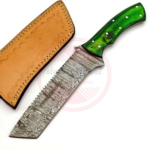 Cuchillo rastreador de espiga completa de acero de Damasco hecho a mano, superventas, cuchillo de supervivencia para acampar - Product Image 6