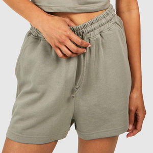Shorts de sport décontractés pour femmes à taille haute, amples, avec cordon élastique, en molleton de coton, avec poches, 2024 - Product Image 3