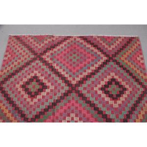 พรมตุรกีขนาด 4.4x7.8 ฟุต ลายแดงแบบนามธรรมสไตล์วินเทจ - Product Image 5