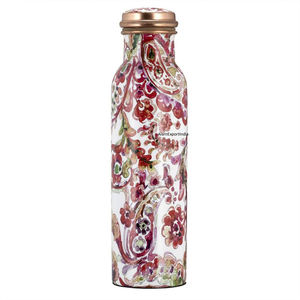 Bouteille d'eau potable en cuivre pur de conception de fleur d'émail taille personnalisée dans la bouteille d'eau de but de gymnase de yoga d'école d'hôtel de maison de bureau - Product Image 4