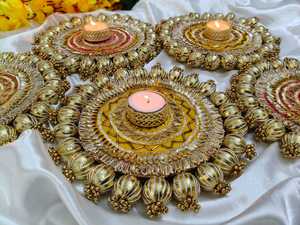 Tapis décoratifs en bois MDF Gota Rangoli pour l'entrée, design décoratif polyvalent pour Diwali et autres occasions - Product Image 2