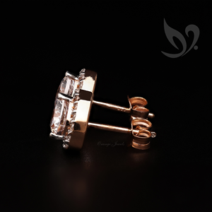 6mm <b>Heart</b> Halo CZ Stud <b>Earrings</b> | Dainty Solitaire Push Back Gold/<b>Silver</b> | Bridal Wedding Fine Jewelry OEM 1.99-3.99ct - Product Image 4