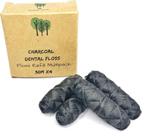 Recharge de fil dentaire au charbon de bambou biodégradable végétalien Cire de candelilla naturelle Saveur d'huile essentielle de menthe poivrée Soins des dents buccales