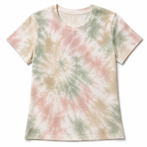 เสื้อยืดผู้หญิงสีพาสเทลลายมัดย้อม ทรงปกติ ผ้าฝ้าย 100% คอกลม แขนสั้น สไตล์ลำลอง เสื้อผ้าสตรีทแวร์สำหรับฤดูร้อน รับผลิตตามแบบ OEM - Product Image 6