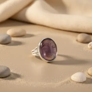 Anillo de Plata 925 para Mujer, Joyería Fina con Amatista Natural Tallada, Baño de Rodio, Incrustaciones de Piedras Preciosas - Product Image 3