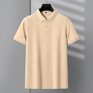 เสื้อยืดผู้ชายแขนสั้นผ้าคอตตอน100% ใหม่สำหรับฤดูร้อนเสื้อแนวธุรกิจลำลองผ้าไอซ์ซิลค์ทรงหลวมสีพื้นกันยับ - Product Image 5