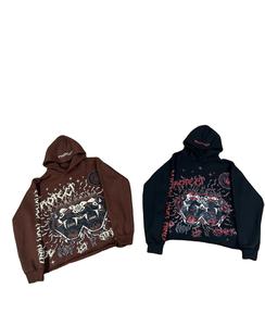 Sweats à capuche surdimensionnés personnalisés pour hommes Vintage délavés au soleil à l'acide coton lourd strass sérigraphie Logo motif solide pour l'hiver - Product Image 6