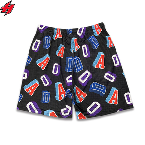 Custom Logo Breathable Polyester Mesh Basketball Shorts Men Black Bottom Trim Contrast Drawstring High Waist Summer Sport - Product Image 5