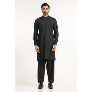 ชุดสูทผู้ชายสีดำปักลายดอกไม้ทรงเข้ารูป คุณภาพสูง ผ้าโพลีเอสเตอร์ แจ็คเก็ตแบบกระดุมแถวเดียวและสองแถว ปิดด้วยซิป แบบ 2 ชิ้น MOQ - Product Image 1