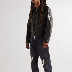 Chaqueta de Cuero 100% Profesional para Hombre, Estilo Urbano Moderno con Mangas Completas de Lona y Logotipo Frontal, Chaqueta de Cuero en Oferta - Product Image 6