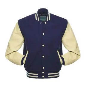 Wholesale Custom Embroidery <b>Genuine</b> Sheep <b>Leather</b> High Street Stand Collar Printed Varsity <b>Jacket</b> for Men Winter Baseball <b>Jacket</b> - Product Image 3