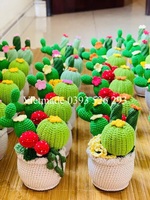 2025 tren grosir cantik buatan tangan kaktus pot bunga dekorasi rumah Festival hadiah bunga buatan merajut hadiah Crochet bunga