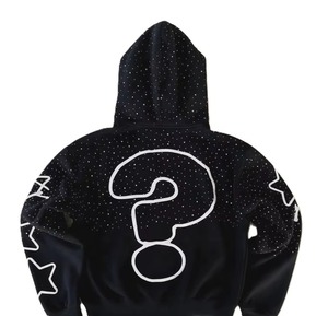 Sudadera con Capucha Extra Grande para Hombre, Negra, con Cierre Frontal, Estampado de Letras, Estilo Urbano, 100% Algodón Tejido, Manga Regular, Estilo Otoñal, Personalizable - Product Image 4