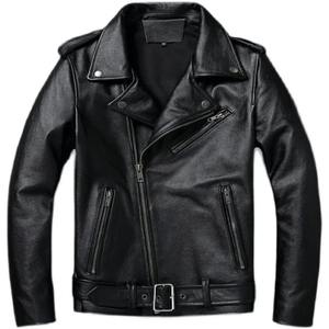Veste de moto en cuir de vachette de haute qualité pour hommes manteau court de motard en toile à capuche printemps hiver nouvelle veste en cuir naturel pour hommes - Product Image 1