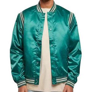 Veste universitaire personnalisée pour hommes pour hommes Bomber Bomber tissu en satin broderie en vrac vente en gros de style universitaire Bomber en satin pour homme - Product Image 1
