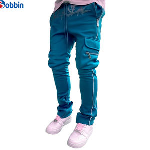 BOBBIN INDUSTRIES Men's Winter Casual <b>Slim</b> Windbreaker Track Pants Fleece Tactical Track Cargo Sweatpants Rhinestone Pant - Product Image 2