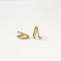 Duo Pave Doppel-Creolen Ohrringe 925 Silber Roségold Plattiert Diamant Hochzeit Brautjungfer Party Schmuck