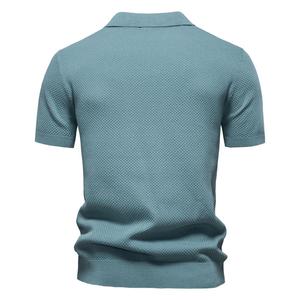 Pull décontracté d'été pour hommes pour polos Tissu tricoté respirant Logo Vêtements de travail coupe régulière Uniformes Groupe uni - Product Image 6