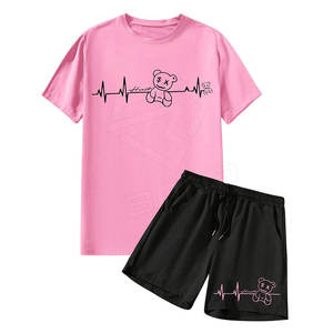 Conjunto de pantalones cortos informales de talla grande para hombre, ropa de calle de manga corta transpirable, con logotipo personalizado, diseño sólido de Pakistán - Product Image 1