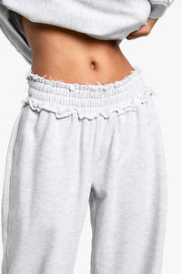 Joggers de pierna recta gris de alta calidad para mujer, tela de tacto suave de lana de felpa, pantalones de chándal de algodón 100% para mujer, pantalones y pantalones para mujer - Product Image 3