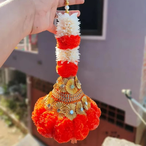 Colgante de pared decorativo de jazmín y caléndula para boda y decoración de Pooja para Ceremonia de Haldi y telón de fondo de escenario Ganpati - Product Image 1